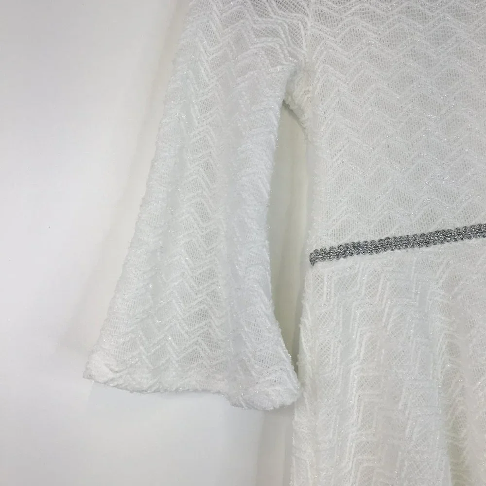 Tahari Girl Bell Sleeve White Dress Size 6X